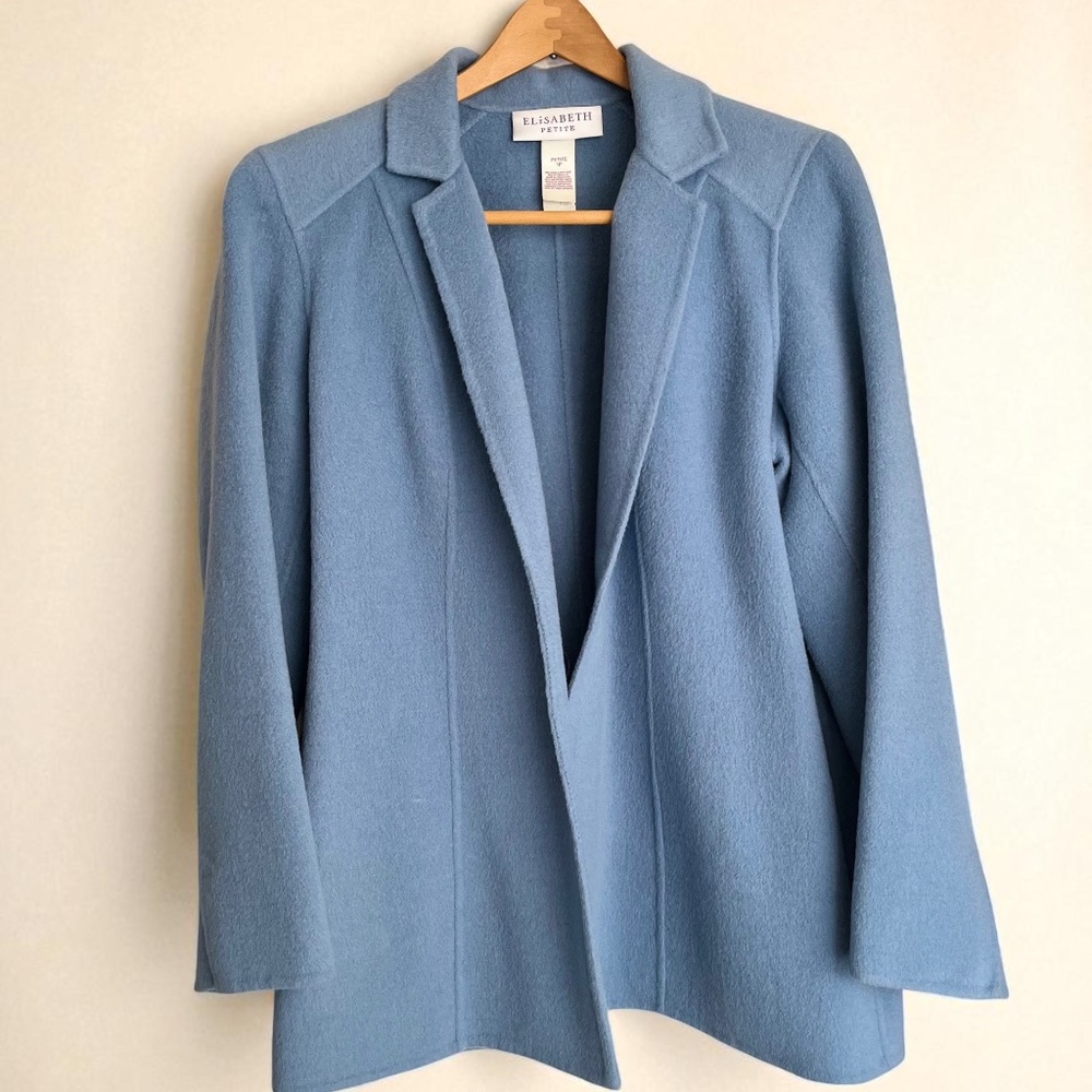 Elisabeth for Liz Claiborne Blue Open-Front Double-Faced Wool Coat 1XP
